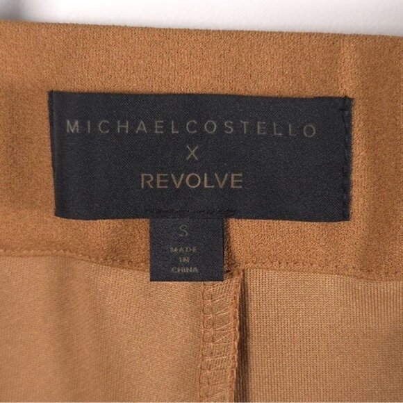 MICHAEL COSTELLO x REVOLVE Tory Pants Flare Cut Out Side Caramel Brown SMALL - Picture 6 of 9